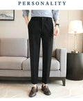 Smart  Casual  Men Buisness  Solid Color Suit Pants   Streetwear Fashion