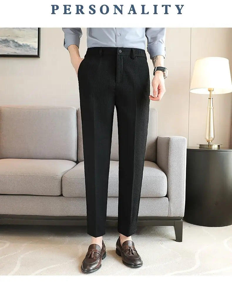 Smart  Casual  Men Buisness  Solid Color Suit Pants   Streetwear Fashion