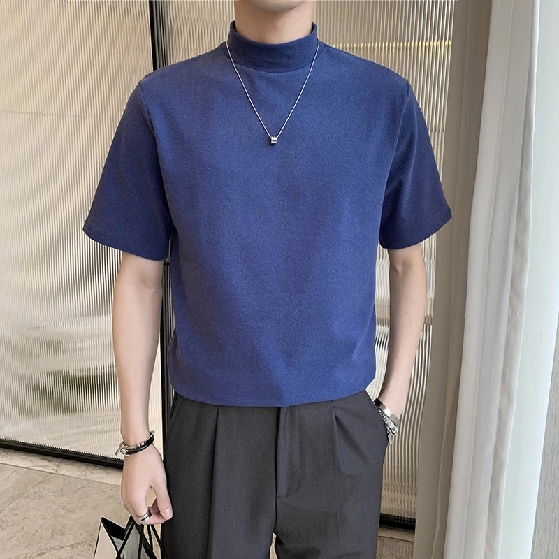 Men's Solid Turtleneck Slim Fit T shirt