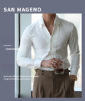 Men's Italian Collar Shirt, Wrinkle-free, Fashionable, Slim-fit