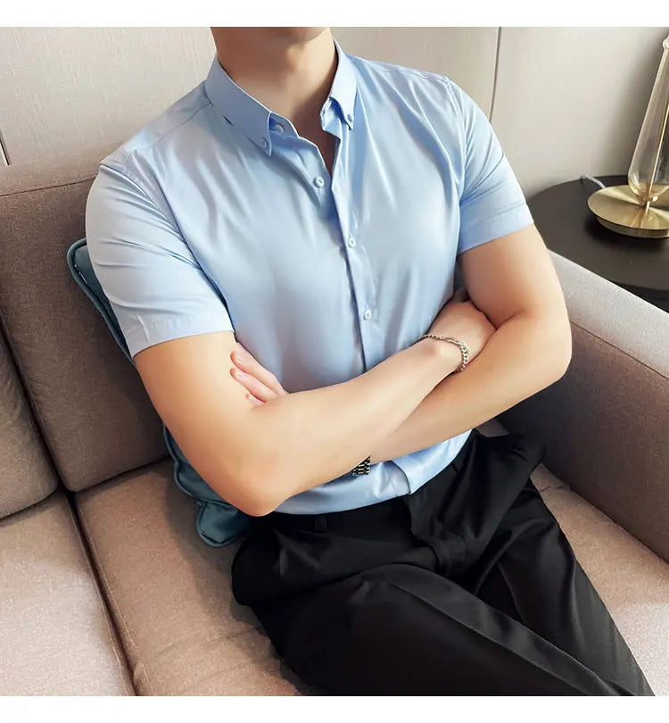 High Quality Men Business Casual Short Sleeved Shirt