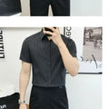 Casual Slim Fit Men Short Sleeve Non Iron Striped Light Shirt