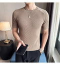 Men's Business Casual Slim Fit Silk Short Sleeve T Shirt