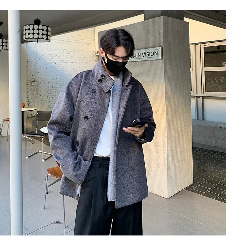 Fall and Winter New High-neck Wool Jacket For Men