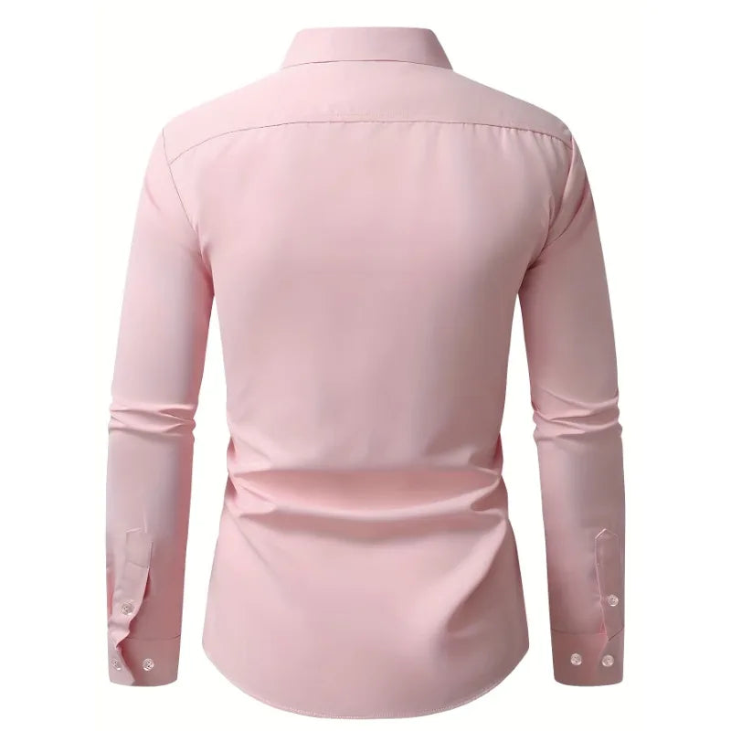 New Men's Trendy   Long Sleeve Elastic Shirt .It comes in 3 colors Grey ,Blue and Pink.