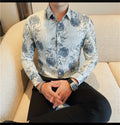 Men 's Korean Style  Business Floral Shirt