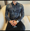 Men 's Korean Style  Business Floral Shirt
