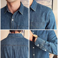 Men's 90% Cotton Denim Shirt – Classic Collar & Button-Up Design