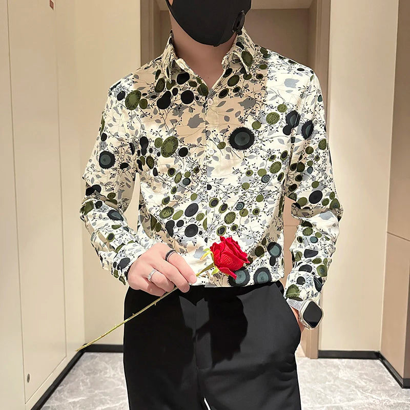 Hot Selling Long Sleeve Flower Shirt for Men