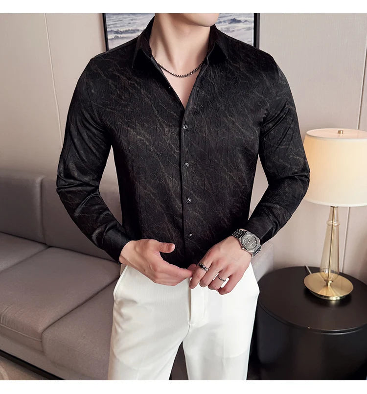 High Quality Men's Summer Long Sleeve Business  Shirt