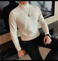 Alluring Half High Collar Checkered Knit Sweater  for Men