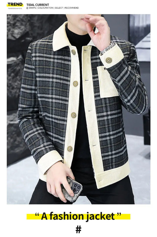 Unique Men's Autumn Plaid Jacket