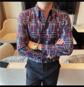 Men's Slim Fit Long-Sleeved Elastic Retro Shirt