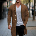 American European Fashion Men's  Trendy Long Sleeve Turn-down Collar Loose Knitted Knee Length Sweater Coat