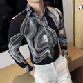 Men 's printed Floral long sleeved shirt