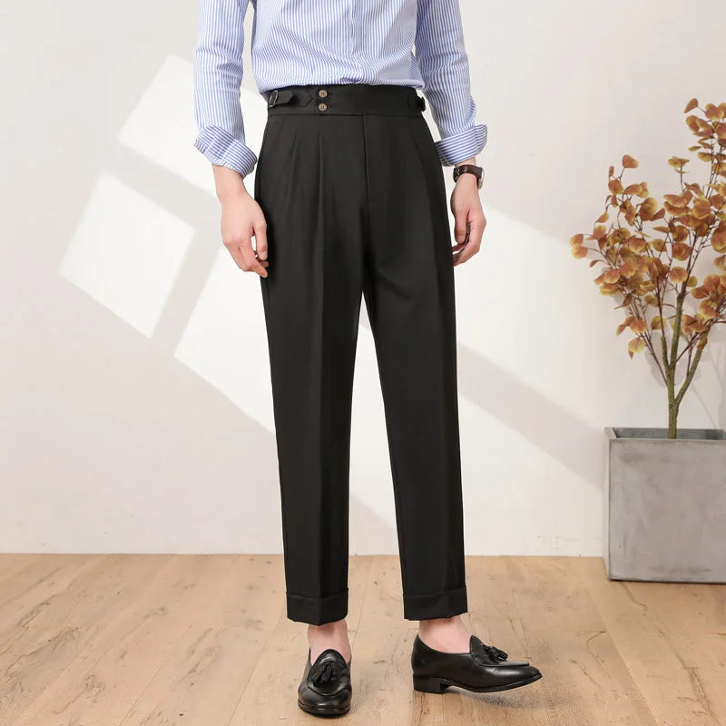 High Quality Men High Waist Suit Pants