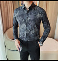 Men 's Korean Style  Business Floral Shirt