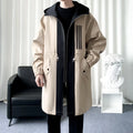 Fashionable Men's overcoat, high-quality hooded jacket, windproof, warm,