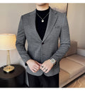 Autumn Winter Simple Plaid  Blazer  For Men Slim Fit . It can worn for Business Events and  wedding functions.