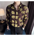 Men's Latest  Fashionable  Long-Sleeved Floral Shirt