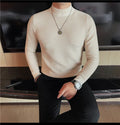 Alluring Half High Collar Checkered Knit Sweater  for Men