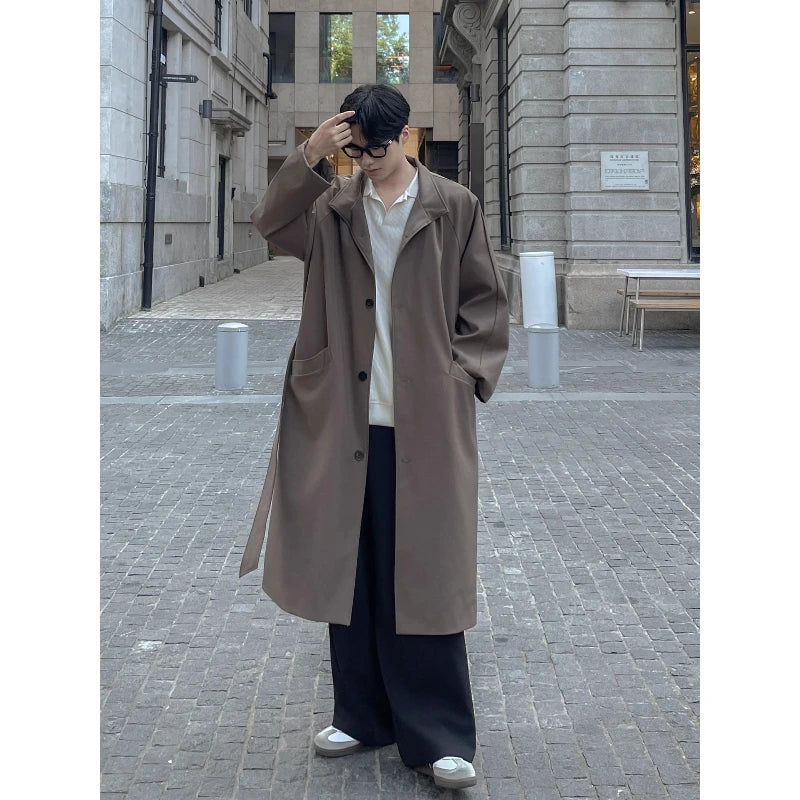 New Men's Mid-length Windbreaker Collar Lengthened Over The Knee. High-quality Men's Windproof Jacket up to 5 XL