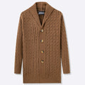 American European Fashion Men's  Trendy Long Sleeve Turn-down Collar Loose Knitted Knee Length Sweater Coat