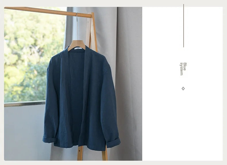 60% Ramie 40% Cotton High-quality Long-sleeve Jacket, Casual Everyday Cloak Jacket for Men