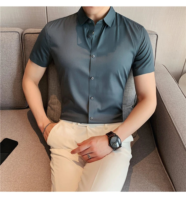 Latest 2025  Men's  Short Sleeved Casual Business shirt