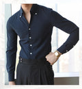 Men's Italian Collar Shirt, Wrinkle-free, Fashionable, Slim-fit
