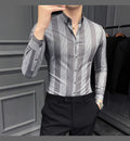 New  Spring  Striped Long Sleeved Shirt For Men