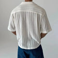Vintage Cuban Collar Hollow Short Sleeved Shirt Men