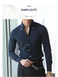 Men's Italian Collar Shirt, Wrinkle-free, Fashionable, Slim-fit