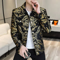 Men's Luxury Gold Jacquard Jacket for  Autumn Winter Season
