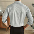 Stretch Slim Fit Men's Business Casual Shirt with Silk & Striped Design