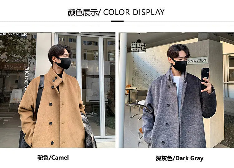Fall and Winter New High-neck Wool Jacket For Men