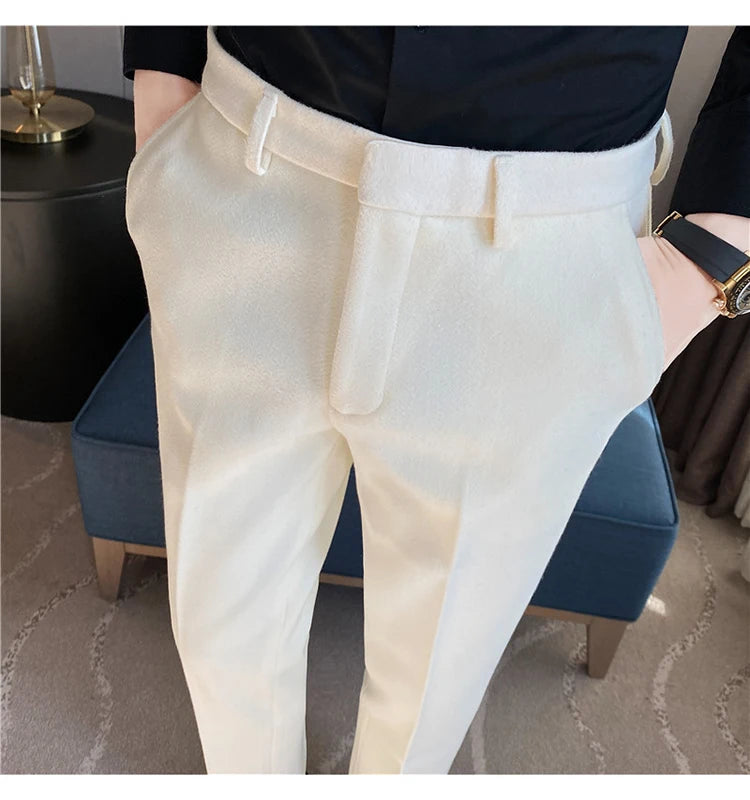 New Thick Business  Woolen Trousers for Men
