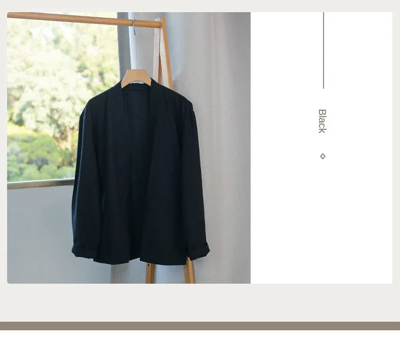 60% Ramie 40% Cotton High-quality Long-sleeve Jacket, Casual Everyday Cloak Jacket for Men