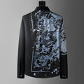 Men's Luxury  Printed  Long Sleeve Silk  Shirt