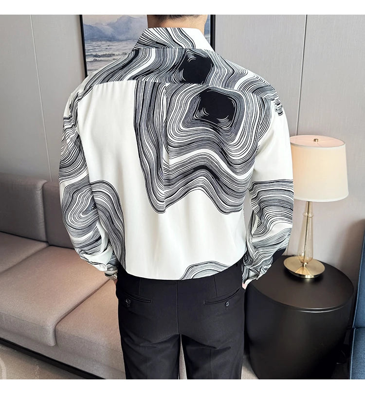 Men 's printed Floral long sleeved shirt