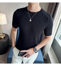 Men's Business Casual Slim Fit Silk Short Sleeve T Shirt