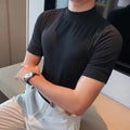 Turtleneck  Korean Luxury Clothing Short Sleeve T Shirt For Men