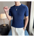 Men's Business Casual Slim Fit Silk Short Sleeve T Shirt