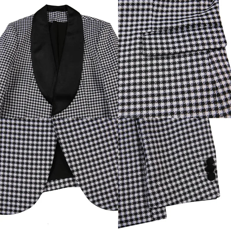 Gentleman's Plaid Patchwork Blazer for Men Long Sleeve Business Wear