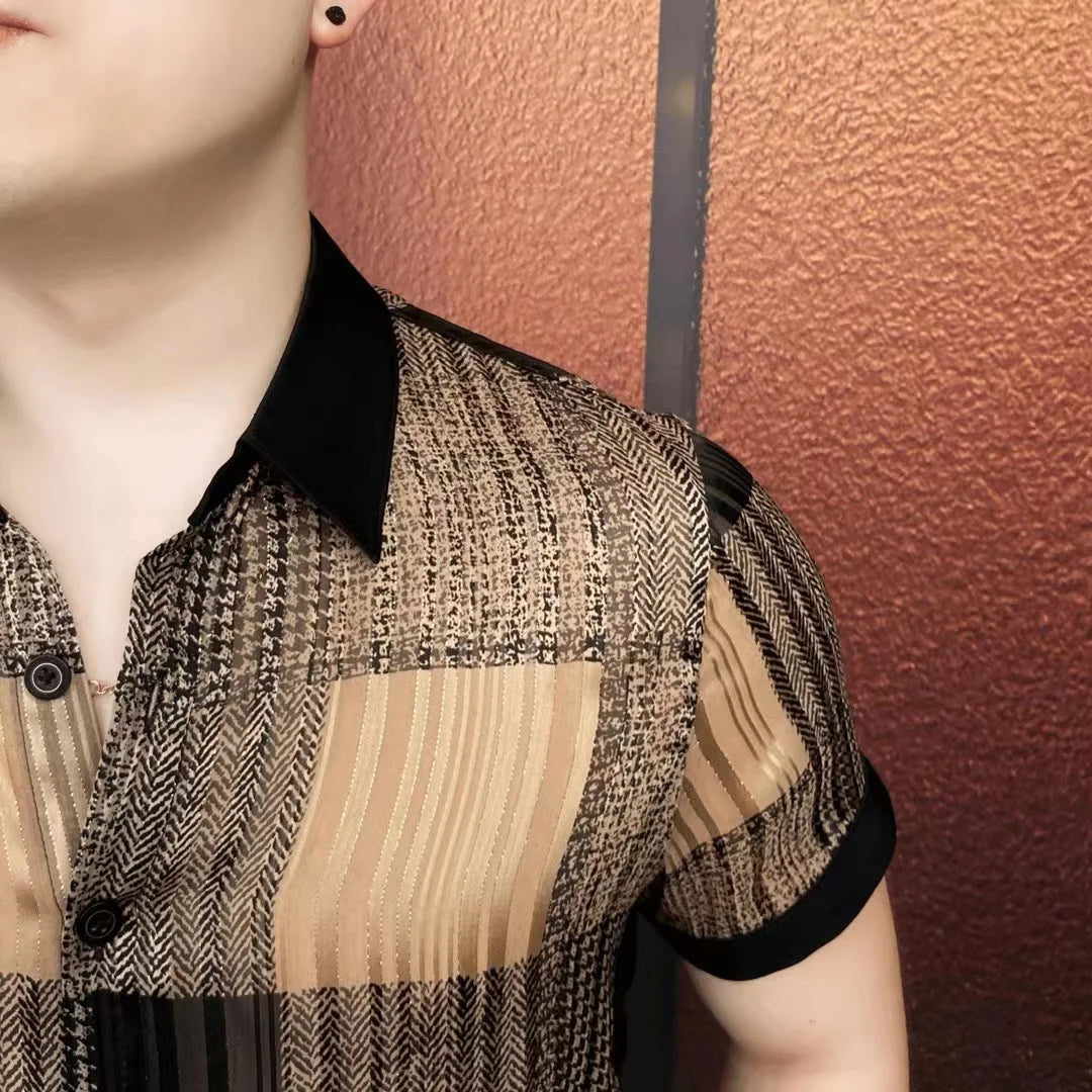 Men's Slim Fit Handsome Business Casual  Short Sleeve Shirt