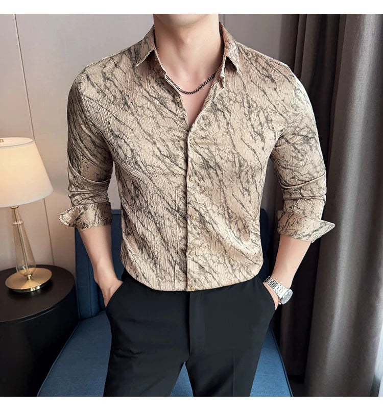 High Quality Men's Summer Long Sleeve Business  Shirt