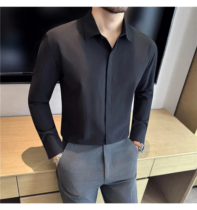 Cotton Men's Long - Sleeved Dress Shirt