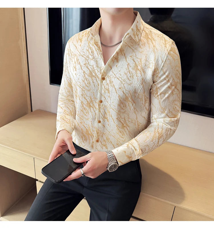 High Quality Men's Summer Long Sleeve Business  Shirt