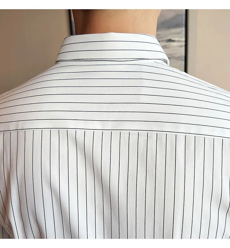 British Style Striped  Men' s Long Sleeve  Shirt