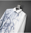 Men's Luxury  Printed  Long Sleeve Silk  Shirt